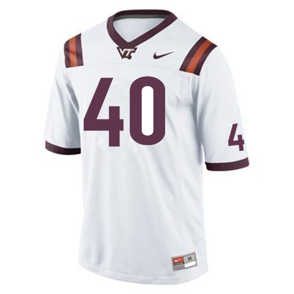 Men #40 Emmanuel Belmar Virginia Tech Hokies College Football Jerseys Sale-White